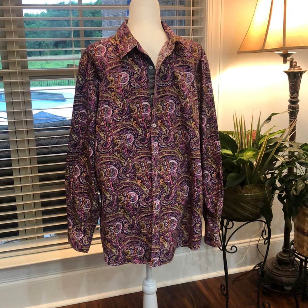 Cremieux men’s long sleeve button down, multi colored, size XXL